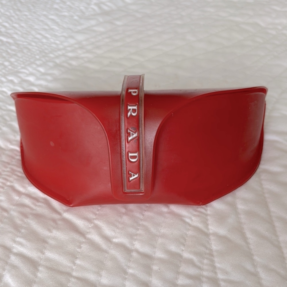 Prada Red Vintage Sunglasses Case rounded aviator large case